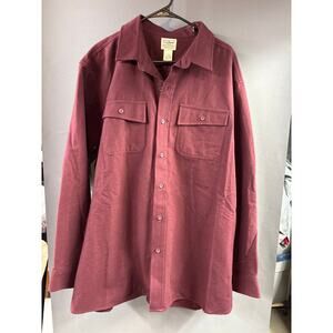 LL Bean Chamois Long Sleeve Shirt Maroon - XL REG